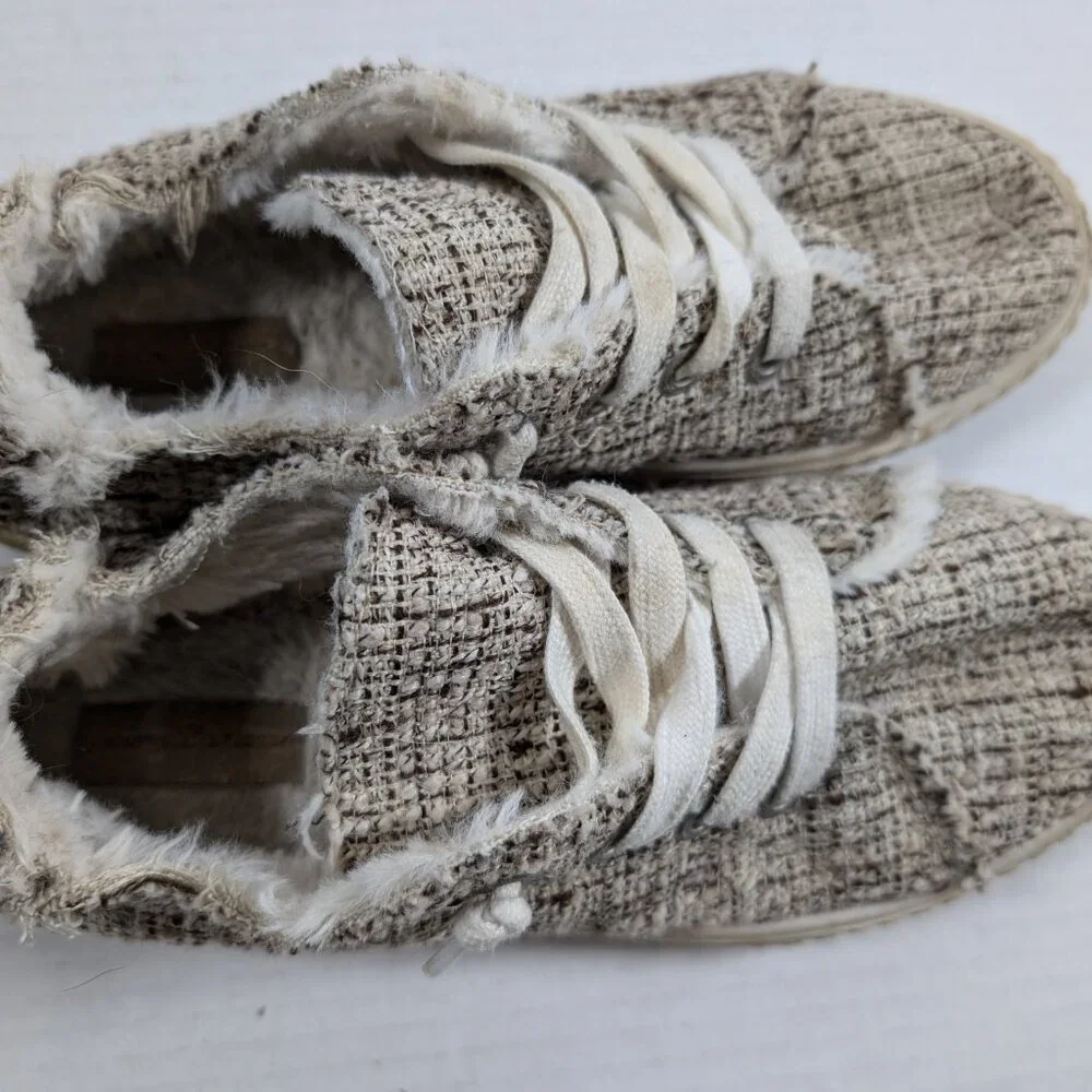 Tommy Bahama Slip on Sneakers Faux Fur lined Tweed size 8